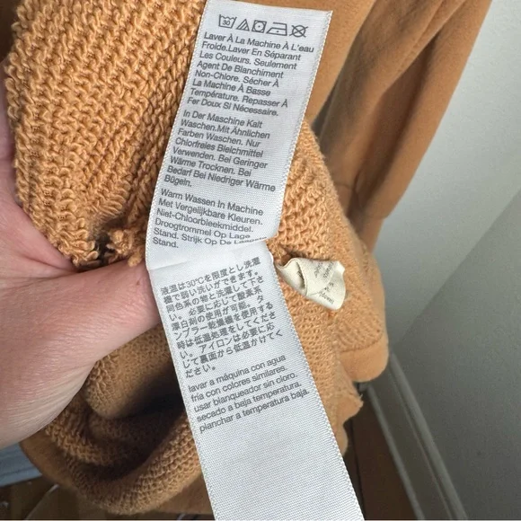 Madewell MWL AirTerry hooded sweatshirt dress lTan Knit Top - Picture 8 of 12